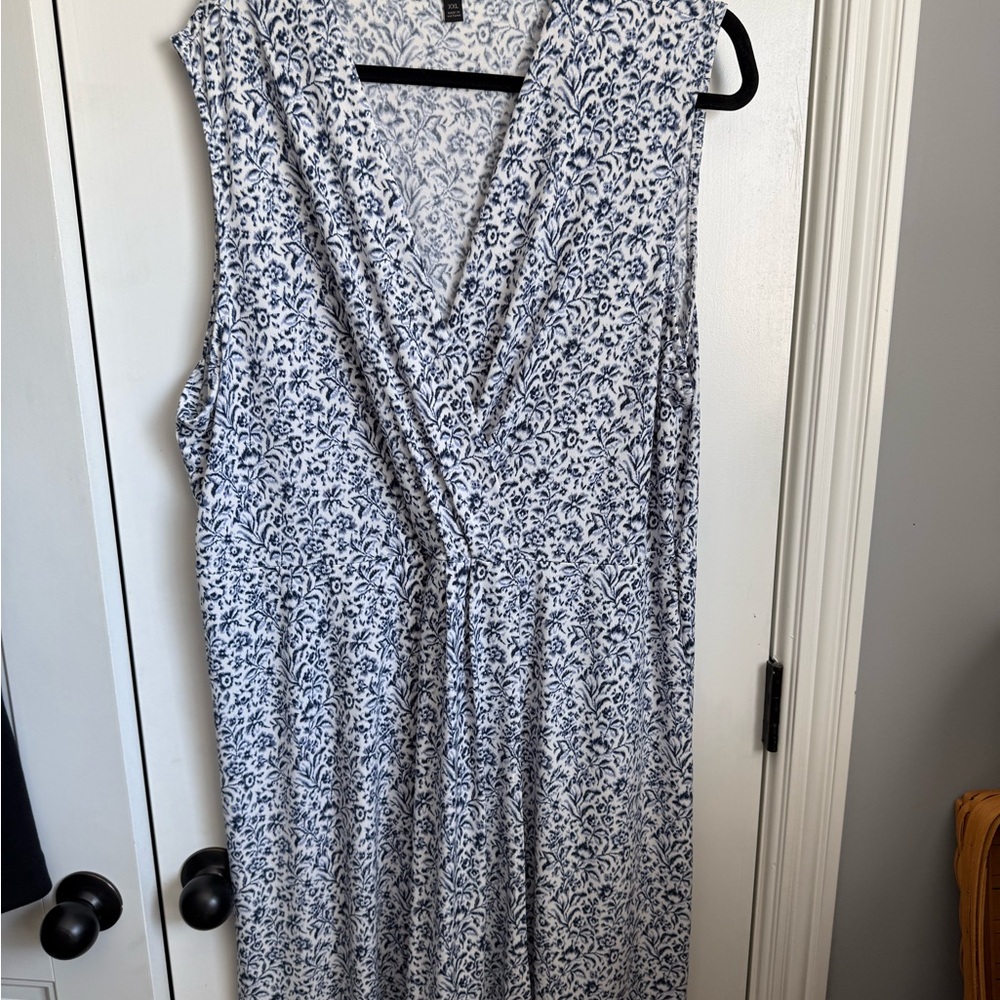 Banana Republic Sleeveless V-Neck Blue Floral Women's Dress